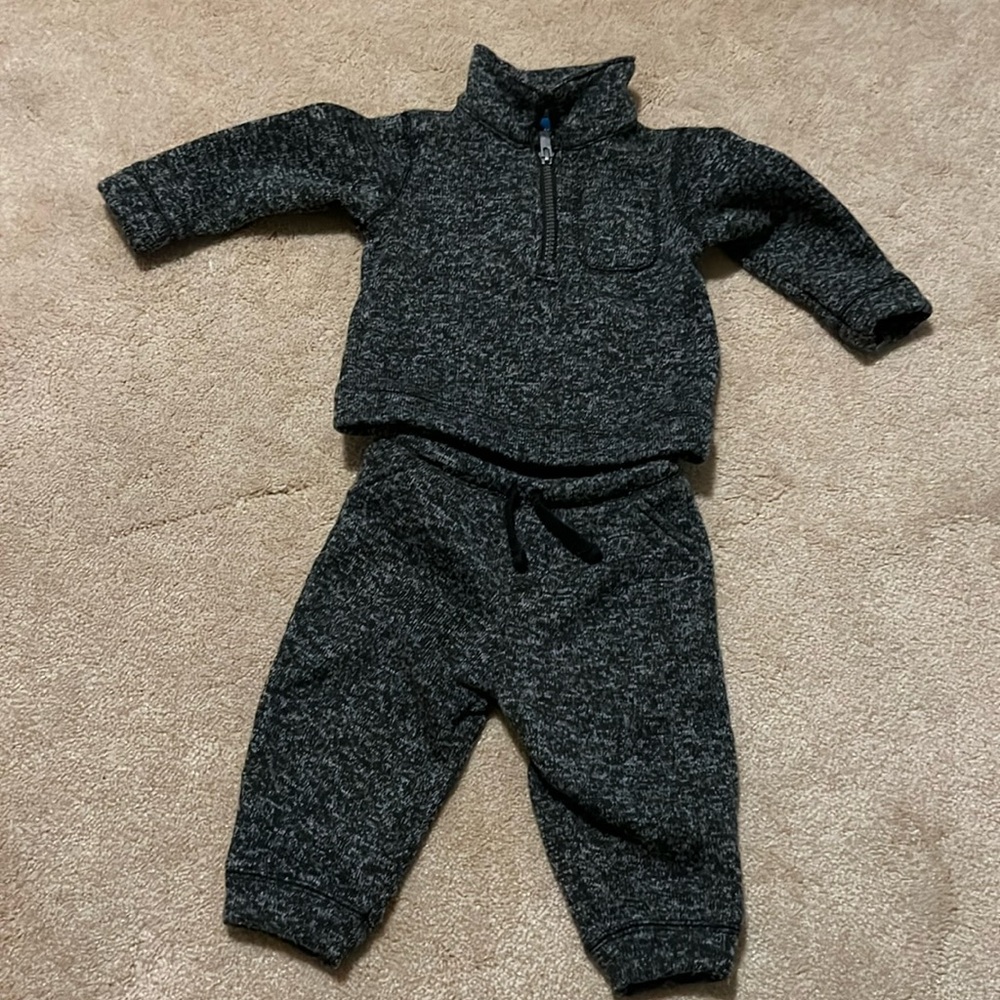 Gray and black sweatsuit
